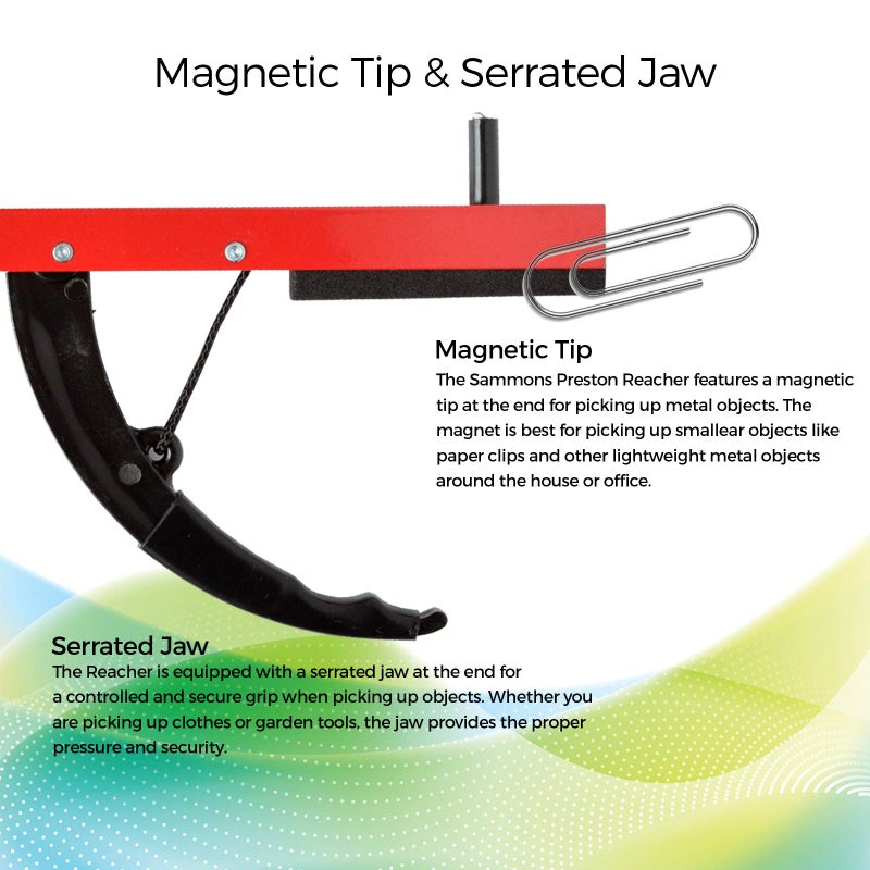 Sammons Preston Reacher, Blue, 26 Inch, Grabber Reacher Tool, Lightweight Trash Picker Grabber & Garden Nabber, Handy Aluminum Picker Up Tool & Reaching Claw, Portable Reaching Assist & Dressing Tool - Image 4